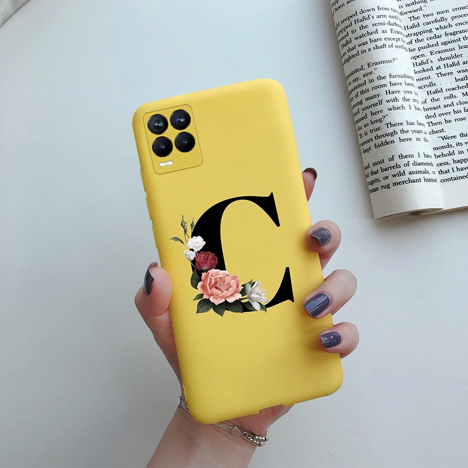For Realme 8 Pro Case Silicon Soft Letter Monogram Flowers Phone back cover For Oppo Realme8 4G RMX3085 Realme 8 Pro Bumper Case