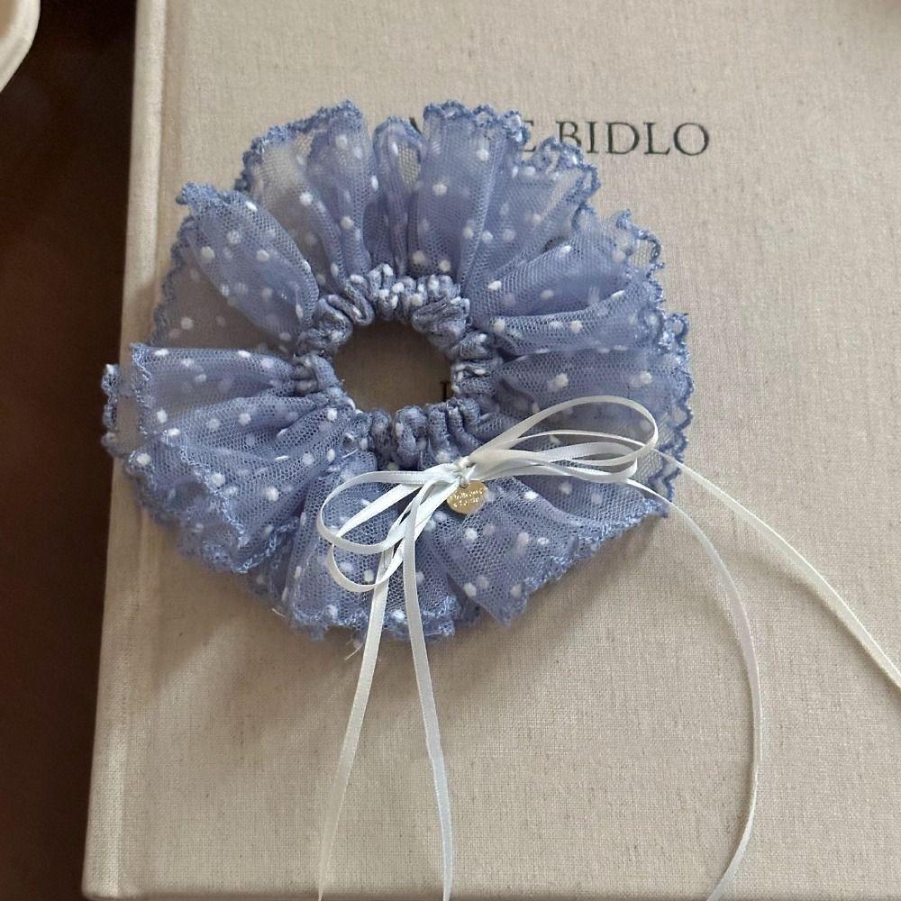 Bow Pleated Scrunchies Ribbon Oversized Hair Ropes Ins Polka Dot Scrunchies  Ponytail Holder