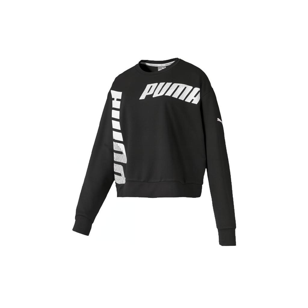 Puma Повседневная спортивная дышащая толстовка с круглым вырезом и длинными рукавами, женские топы, черные 581027-01
