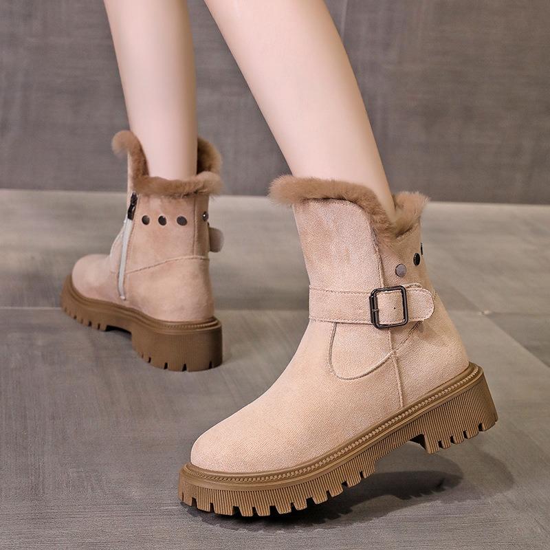 Женские зимние новые бархатные женские сапоги, теплые утолщенные хлопковые туфли, женские короткие сапоги