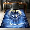 Custom Name Wolf Printed Carpet,Rug for Office Chair Living Room Bedroom Kitchen Room Decor Gifts.