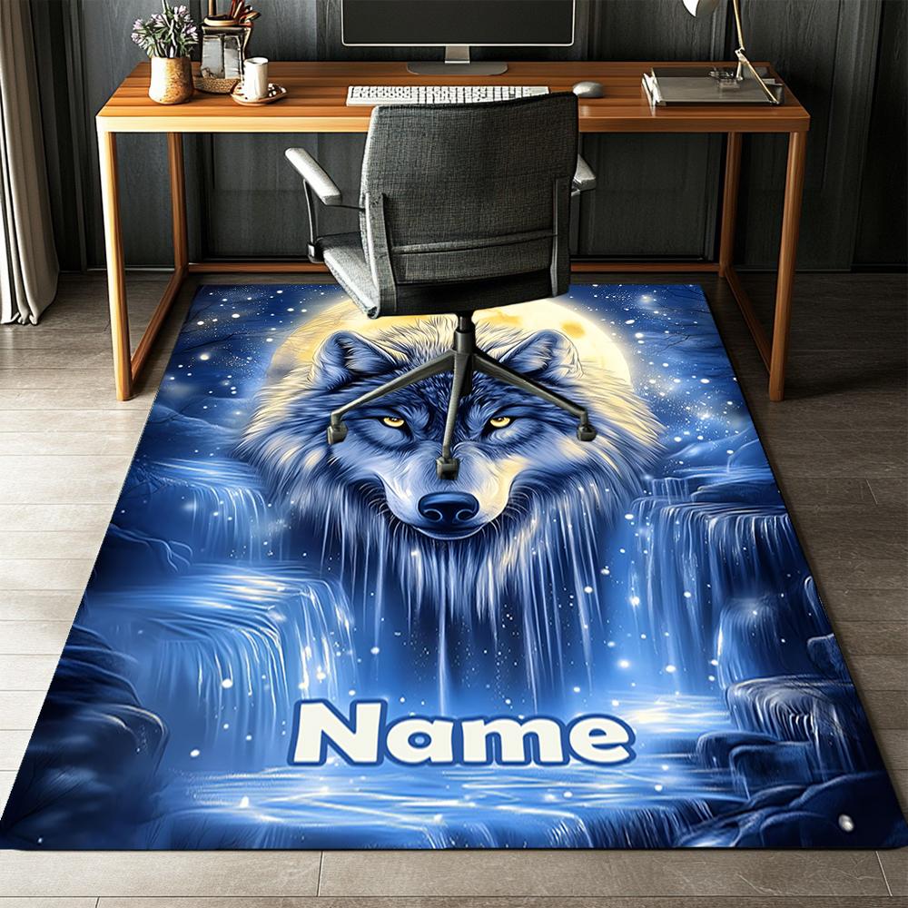Custom Name Wolf Printed Carpet,Rug for Office Chair Living Room Bedroom Kitchen Room Decor Gifts.
