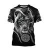 Vintage Viking Men's T-shirt Round Neck Oversized Retro Tee Short Sleeve Shirt Top 3D Heavy Metal Punk Streetwear Men's Clothing