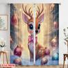2pcs,2D plane printing Curtain Popular Cute Reindeer Christmas Ornaments 100% Polyester (without rod) Art Deco Festive Perfect