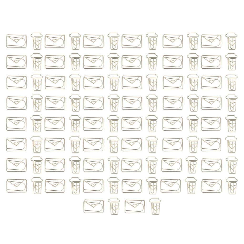 100 шт. Забавные скрепки для планера, не ржавеющие, с гальваническим покрытием, скрепки для конвертов, кофейных чашек, золотистые, для