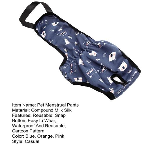 Менструальные штаны для домашних животных, многоразовые водонепроницаемые трусы с подгузниками для собак, женские гигиенические трусы с мультяшным узором, шорты с кнопкой