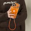 Оранжевый цветочный держатель для чехла мобильного телефона Apple 17 iphone15promax с ремешком 16 ледниковый узор 13 женский