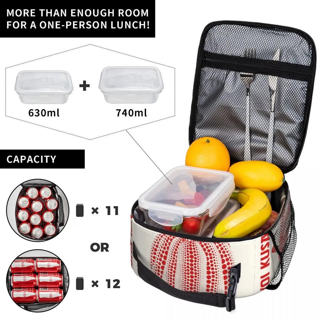 Ланч-бокс Yayoi Kusama Merch Reworked Red Pumpkin Lunch Container Y2K Cooler Thermal Lunch Box For School