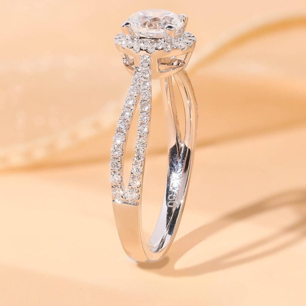 Platinum Plated Moissanite Rings for Women Simulated Diamond Engagement Rings