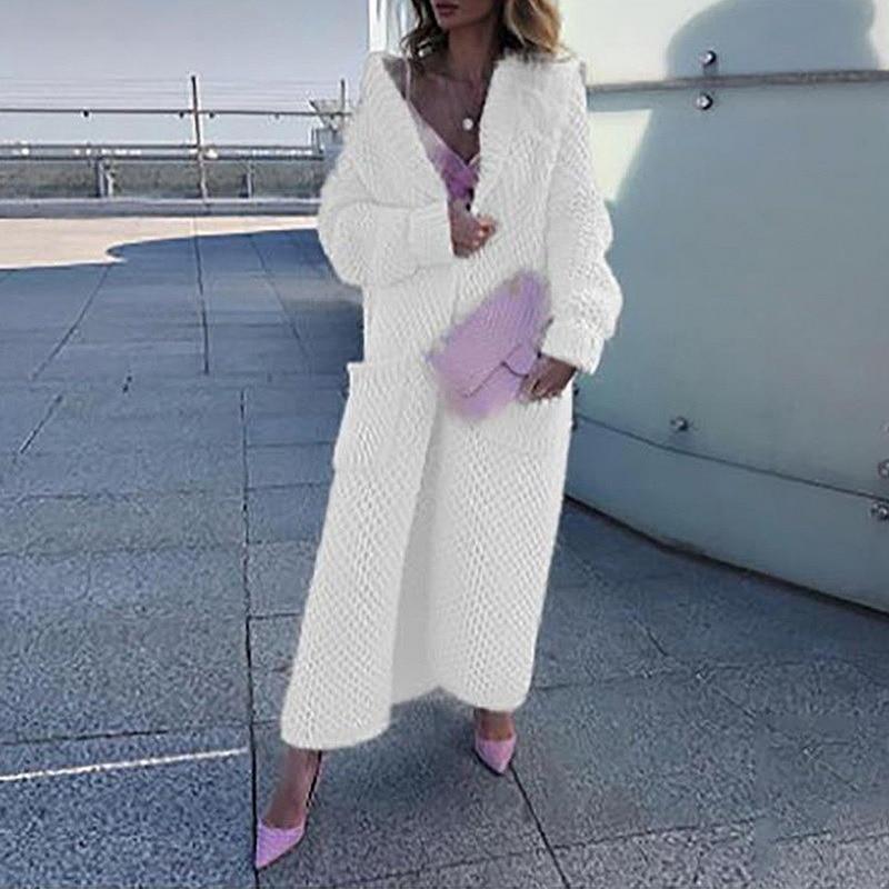 Женские свитера Зимняя мода Повседневные свободные свитера Женские осенние кардиганы Однобортные пуховики с капюшоном Большие размеры