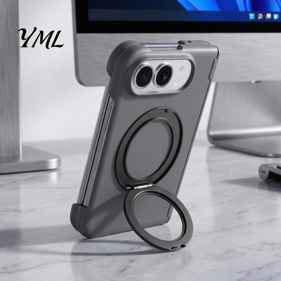 Non Slip Matte Finish Case Magnetic Folding Phone for IPhoneDuo, Hands Free Viewing with 360 Degree Wireless Charging Friendly Rotating Ring