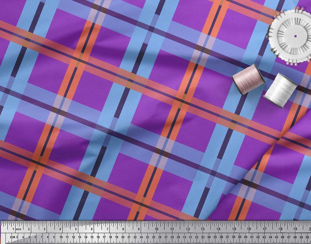 Soimoi Ткань японский креп-сатин в клетку с принтом в клетку швейная ткань метр 42 дюйма