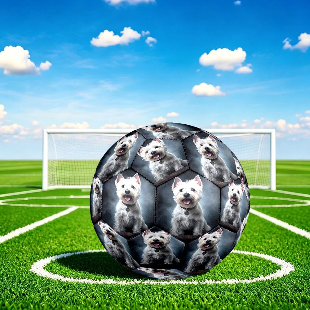 1pc White Terrier Portrait Size 5 Soccer Ball Professional Match Training Football Indoor &Outdoor Sports Ball Lightweight Durable c6516