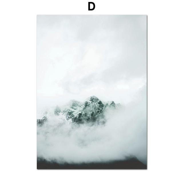 Церковь, туман, горный автомобиль, море, пляжный дом, цитаты, скандинавские постеры и принты, настенная живопись на холсте, настенные панно для гостиной