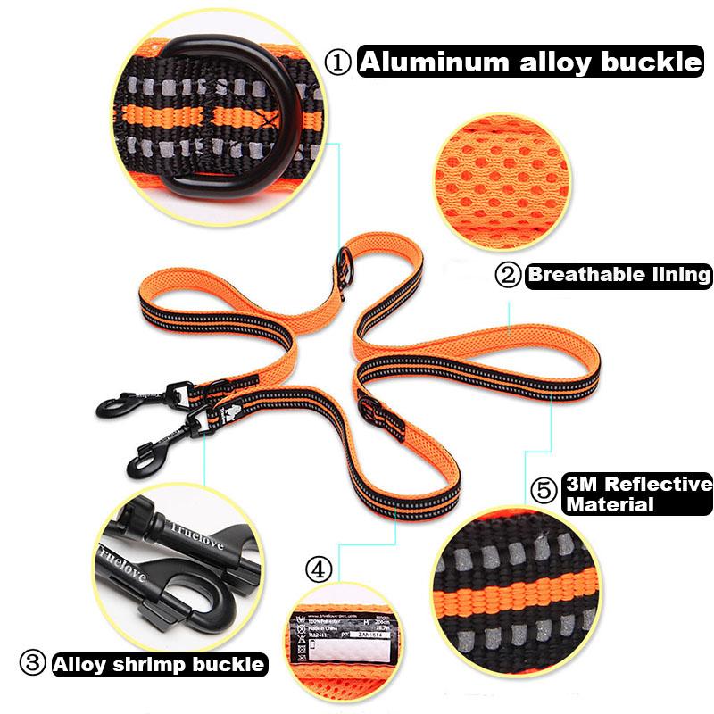 Winhyepet многофункциональный светоотражающий поводок для собак 7 в 1 прочный скользящий регулируемый поводок для тренировок домашних животных для бега трусцой для 2 собак