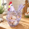 Easter Egg Display Basket Chicken Shaped Basket Rustic Style Decorative Wire Storage Bin Holder Large Capacity for Kitchen Countertop Organizer