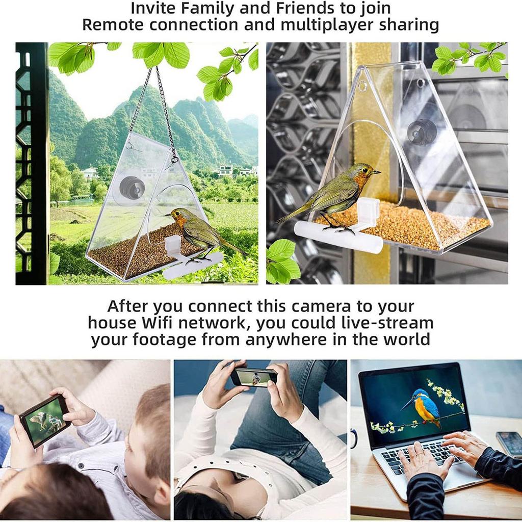 Smart Bird Feeder With Camera, Outdoor Hanging, HD 1080P Night Version Camera WiFi Remote Bird Watching Feeder