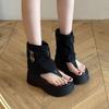 Women's Platform Trousers Cool Boots Women's Herringbone Toe Roman Sandals Small Stacks Out Short Boots Sandalias Mujer