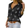 English Fashion Shirt With Butterfly Print And Spandex For Casual Wear