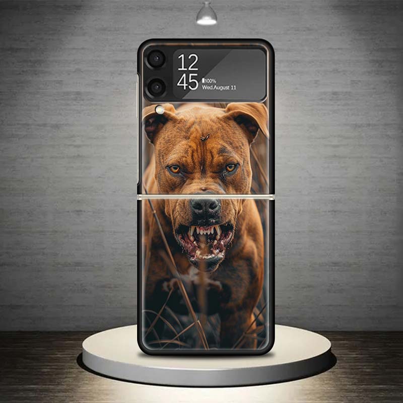 Питбуль Собака Питбуль Чехол для Телефона для Samsung Galaxy Z Flip 7 6 5 4 3 5G Ударопрочный Чехол Z Flip7 Flip6 ZFlip5 Flip3 Flip4 Люкс