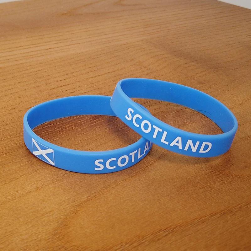 2 шт., силиконовый браслет с флагом Шотландии, спортивные браслеты, ремешок на запястье, повязка на руку для мужчин и женщин, резиновая лента для баскетбольных футбольных фанатов, модные аксессуары