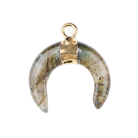 DIY Pendant Gold-Plated Edging Crescent Horn Design Natural Imitation Crystals Jade Necklace Bracelet Earrings Charm DIY Jewelry Making