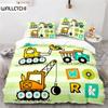 Комплект постельного белья из полиэстера для мальчиков и девочек, комплект постельного белья из полиэстера для инженерной машины и экскаватора, размер King Queen, полный размер
