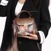 Autumn New Color-blocked  Leather Feminine Small Square Tote Elegant Shoulder and Crossbody Bag