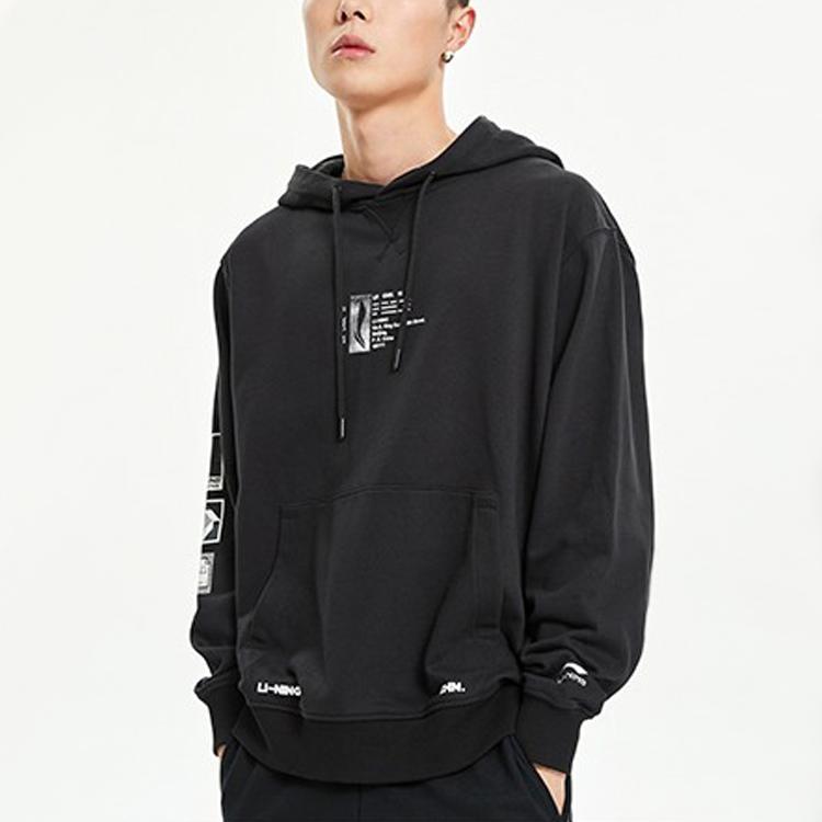 Толстовки Li Ning Мужские Черные С Капюшоном Средней Посадки Обычные AWDR025-1
