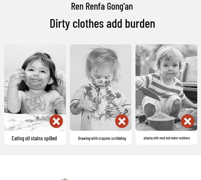 Двусторонний утепленный детский теплый слюнявчик для осени и зимы - фартук с длинным рукавом для защиты от грязи для детей