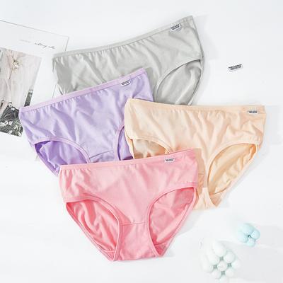 Хлопковые трусики с ластовицей для женщин, с низкой посадкой, милые трусики для девочек, дышащее нижнее белье больших размеров