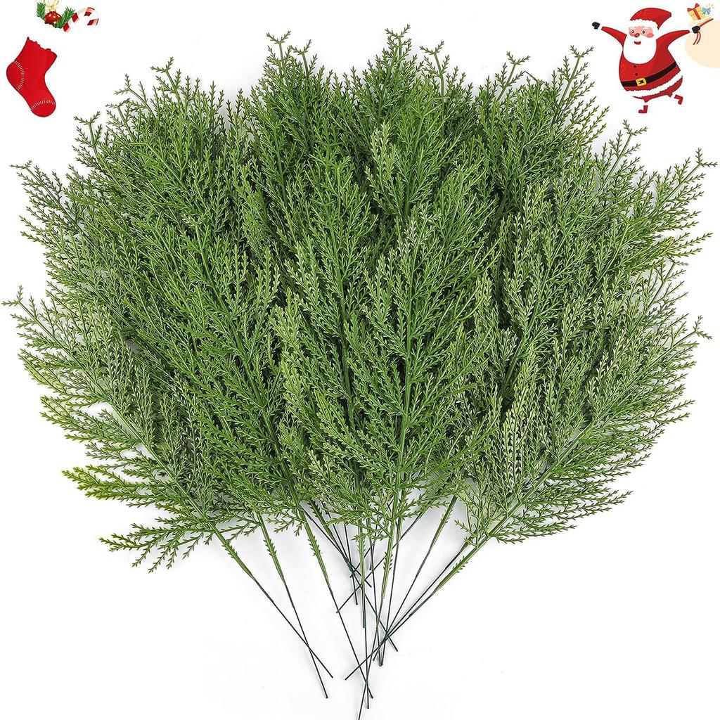 Artificial Pine Cypress Sprigs Branches Garland DIY Wreath Faux Cedar Spray Cedar Twig Stems ChristmasTree Wedding Decorations