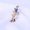 Изысканная синяя эмаль, красивая балетная фигурка, катание на коньках, танцовщица, брошь для девочек, значок, ювелирное изделие, подарок для балерины, аксессуары