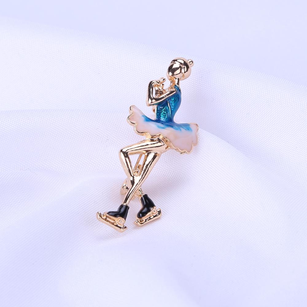 Изысканная синяя эмаль, красивая балетная фигурка, катание на коньках, танцовщица, брошь для девочек, значок, ювелирное изделие, подарок для балерины, аксессуары