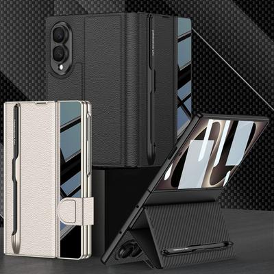 Phone Case Galaxy Z Fold8 Ultra Fold7 PU Leather Flip Cover With Pen Slot Screen Protector Stand Full Body Shockproof