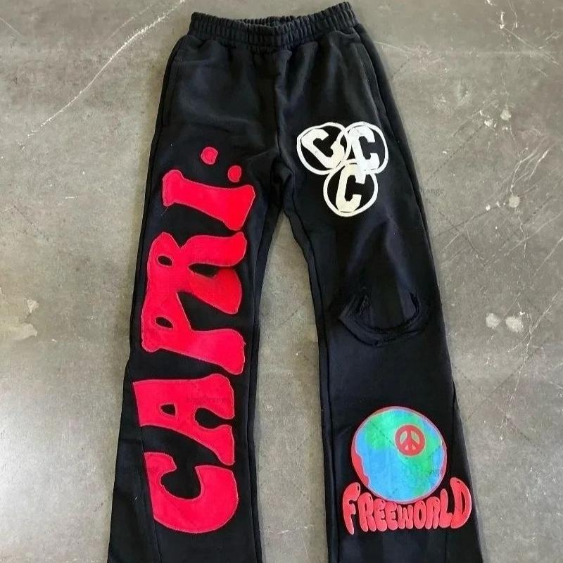 Брюки Хай-стрит Гочао Хай-стрит инс Бренд Прилив Мужские Свободные Повседневные Прямые Американские Брюки с Принтом