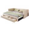 Upholstered 3-in-1 Sofa Bed 90 x 190 cm, Drawers, Convertible into Single/Double with Slatted Frame, Cotton and Linen, beige (Mattress not included)