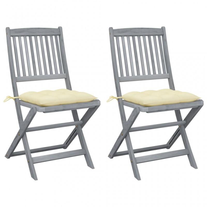 Day and Night - Day and Night Folding Garden Chairs 2 Pcs Cushions Solid Acacia Wood