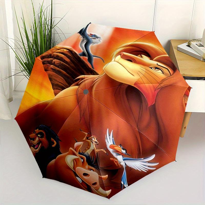 Lion King,Simba Automatic Opening and Closing Umbrella - 8 Ribs Windproof Portable Folding Umbrella with Plastic Handle, Suitable for Casual