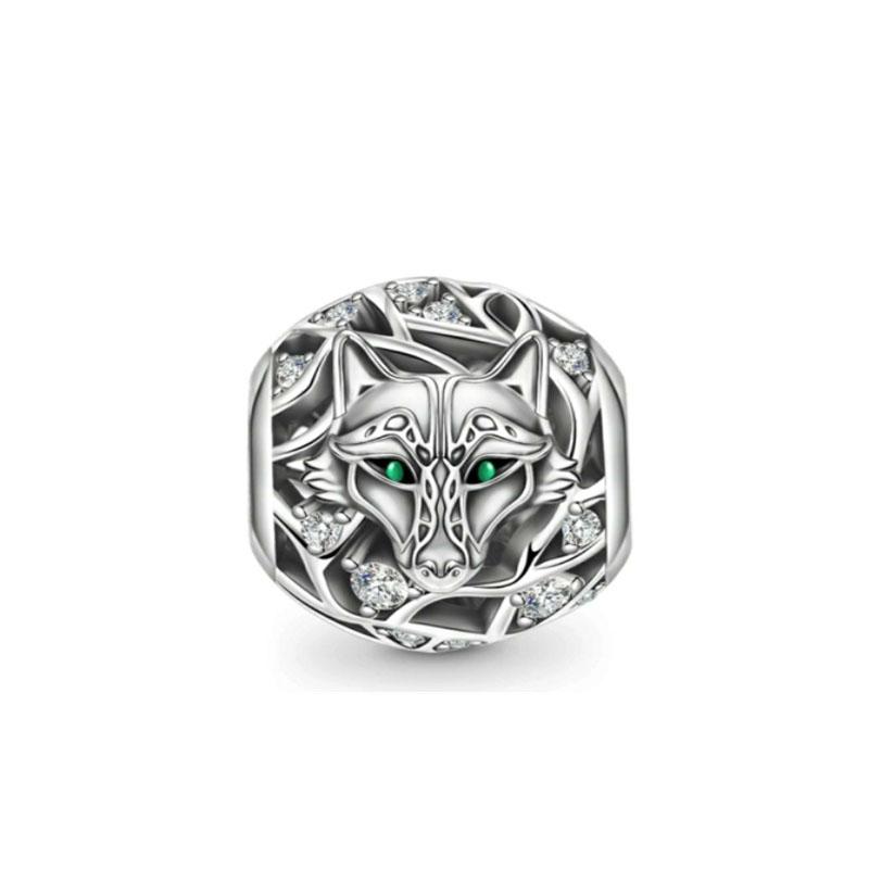 Shiny Zircon Puppy Wolf Charms Dog Claw Bones Clip Beads Safety Chain Pendant Fit Bracelet Women DIY 925 Silver Jewelry