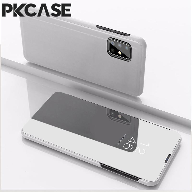 PKCASE Смарт-зеркало Флип-чехол для телефона для Samsung A05 A05S A15 A35 A25 A33 A34 5G Note 20 Ultra Ударопрочный Кожаный Чехол-подставка