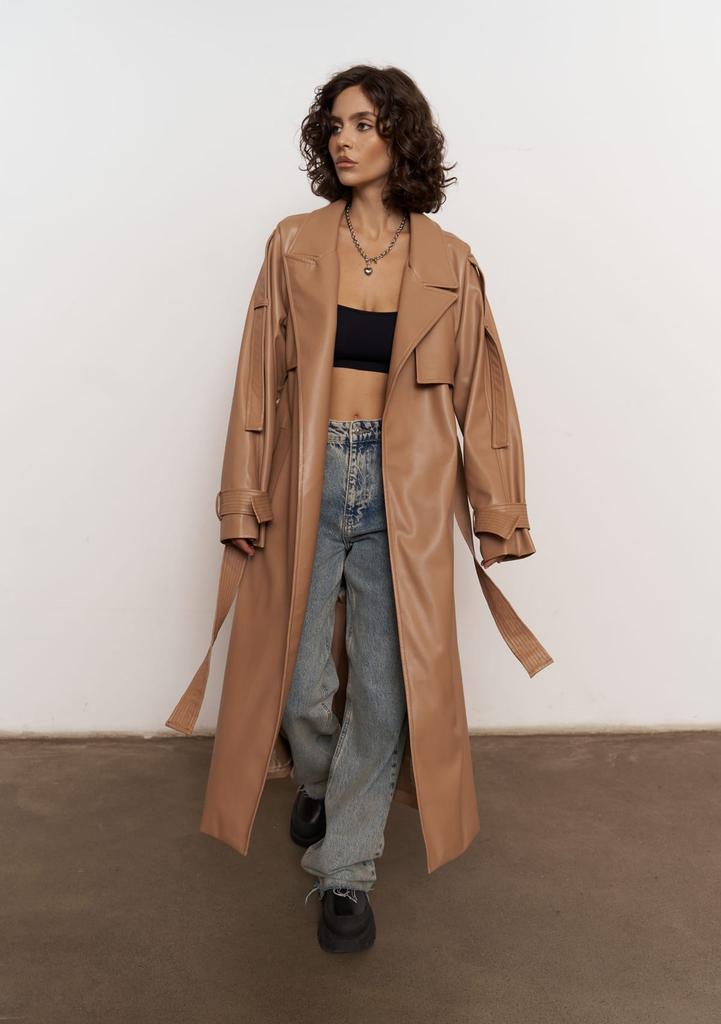 Тренч Layton из норки из кожи