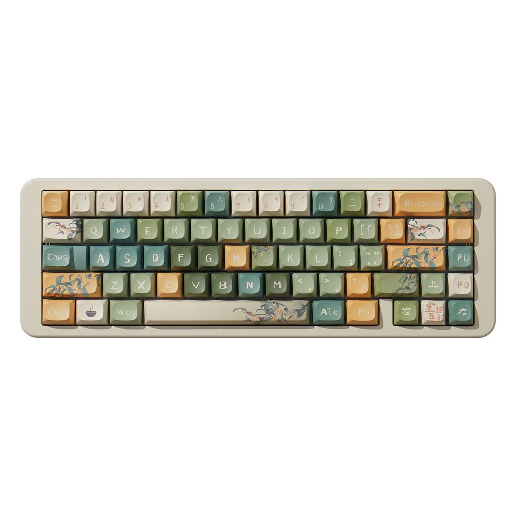 159keys Retro Green Ancient Keycap Style Jingui Oolong Chinese Painting For Mechanical Keyboard PBT Cherry URE Five-Sided Keycap