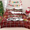 Christmas Bedding Collection - 3PCS Set Red Check Pattern Featuring Snowman Tree and Holiday Elements