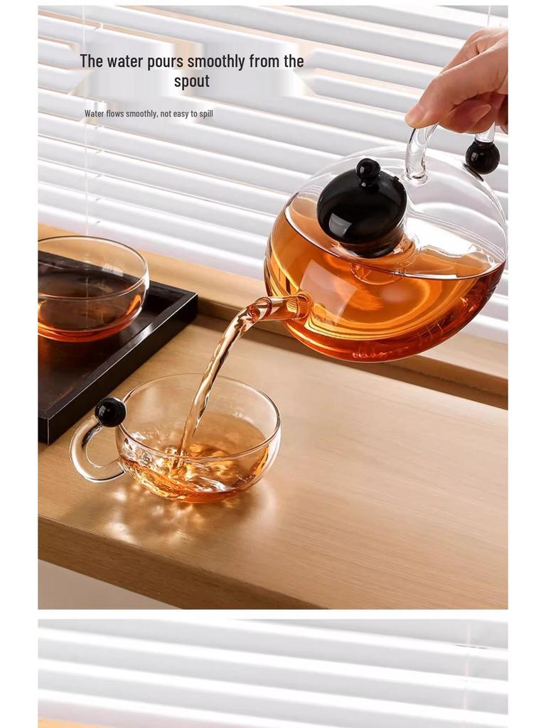 Nordic Style Smoke Grey High-Temperature Resistant Sage Glass Kettle Teapot Set