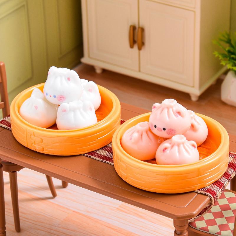 8Pcs Mini Cartoon Steambox Animal Miniatures Resin Breakfast Ornaments Fairy Garden Decoration Micro Landscape*-*&