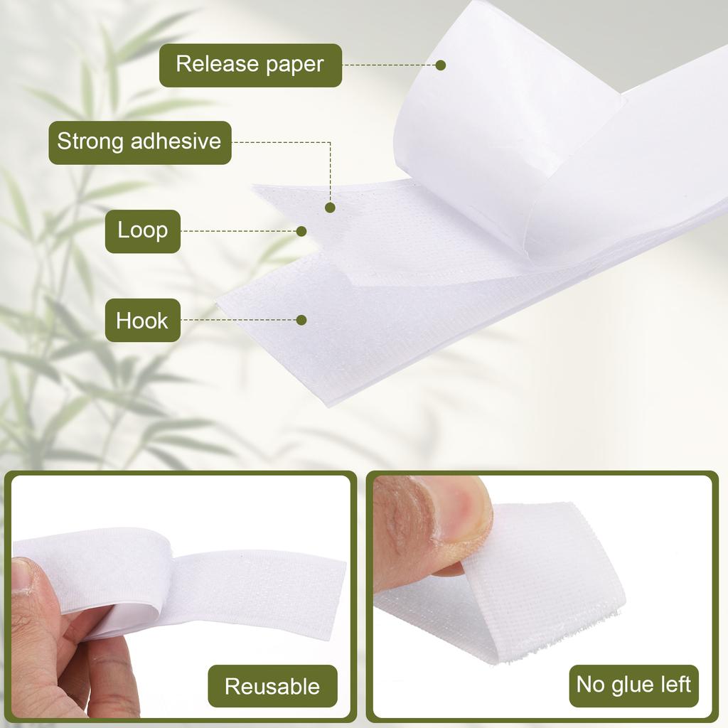 White Strong Self-Adhesive Hook and Loop Fastener Tape Rectangle Nylon Sticker Adhesive Tape For Car DIY Craft Home Office