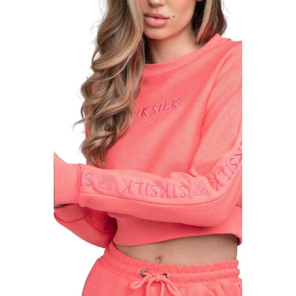 SikSilk Женский/Дамский Укороченный Свитшот с Вышивкой