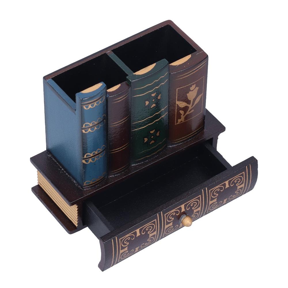 Dark Brown Desktop Stationery Organizer 5.91 X 5.31 X 2.56in Pen Storage Cup  Bedroom