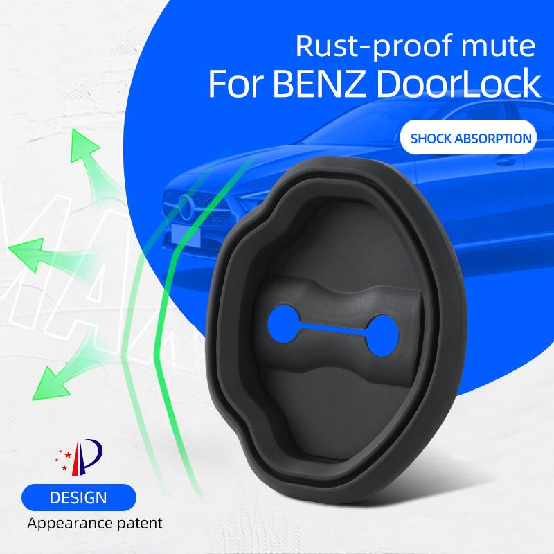 For Mercedes Benz Car Accessories Black Silicone Doors Lock Buckle Sleeve Cover Protective Shock Mat W177 W205 W206 W212 Etc